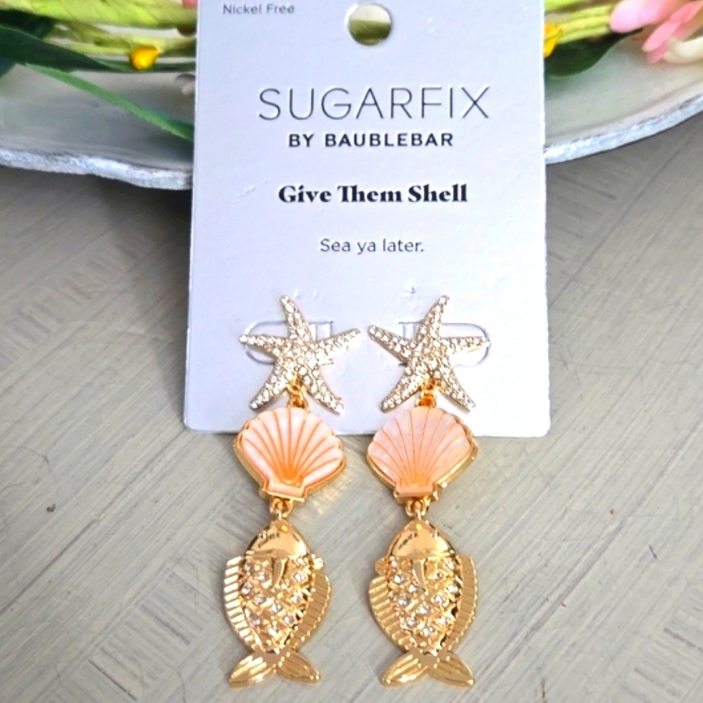 BaubleBar Gold and Peach Starfish Earrings